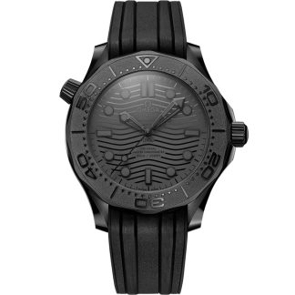 Omega Black Black Seamaster Diver 300M 43,5 mm, cerâmica preta em bracelete de borracha 210.92.44.20.01.003