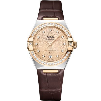 Omega Constellation 29 mm, aço - ouro Moonshine™ em pele de crocodilo 131.28.29.20.58.001