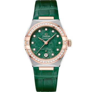 Omega Constellation 29 mm, aço - ouro Sedna™ em bracelete de pele 131.28.29.20.99.001