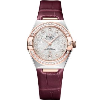 Omega Constellation 29 mm, aço - ouro Sedna™ em pele de crocodilo 131.28.29.20.52.001