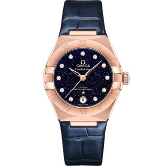 Omega Constellation 29 mm, ouro Sedna™ em bracelete de pele 131.53.29.20.53.003