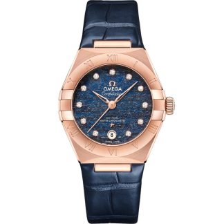 Omega Constellation 29 mm, ouro Sedna™ em bracelete de pele 131.53.29.20.99.001