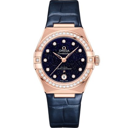Omega Constellation 29 mm, ouro Sedna™ em bracelete de pele 131.58.29.20.53.003