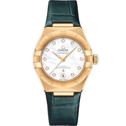 Omega Constellation 29 mm, ouro amarelo em bracelete de pele 131.53.29.20.55.001