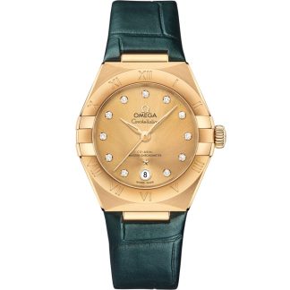 Omega Constellation 29 mm, ouro amarelo em bracelete de pele 131.53.29.20.58.001