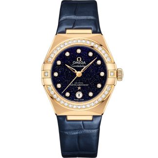 Omega Constellation 29 mm, ouro amarelo em bracelete de pele 131.58.29.20.53.001