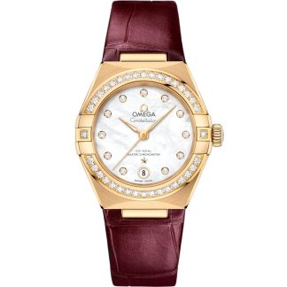 Omega Constellation 29 mm, ouro amarelo em bracelete de pele 131.58.29.20.55.001
