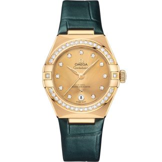 Omega Constellation 29 mm, ouro amarelo em bracelete de pele 131.58.29.20.58.001