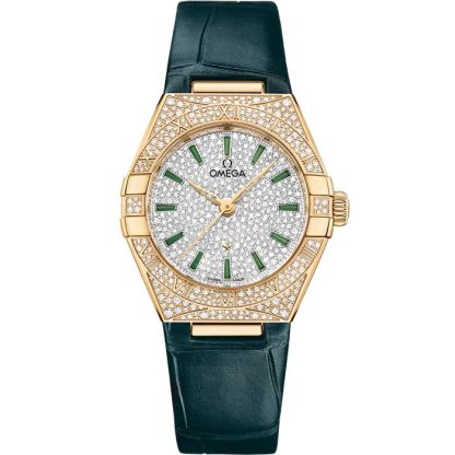 Omega Constellation 29 mm, ouro amarelo em bracelete de pele 131.58.29.20.99.002