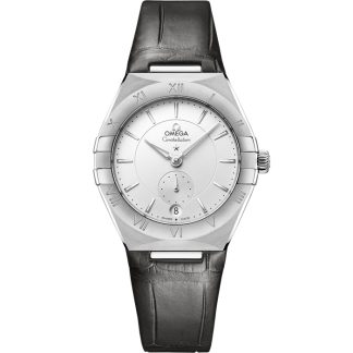 Omega Constellation 34 mm, aço em bracelete de pele 131.13.34.20.02.001