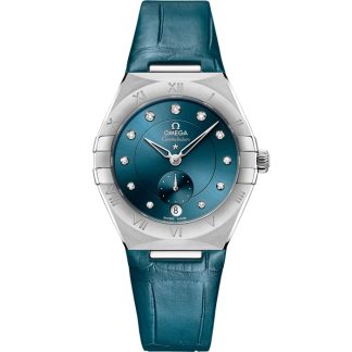 Omega Constellation 34 mm, aço em bracelete de pele 131.13.34.20.53.001