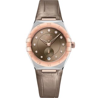 Omega Constellation 34 mm, aço - ouro Sedna™ em bracelete de pele 131.23.34.20.63.001