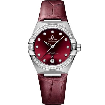 Omega Constellation 36 mm, aço em bracelete de pele 131.18.36.20.61.001