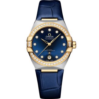 Omega Constellation 36 mm, aço - ouro amarelo em bracelete de pele 131.28.36.20.53.001