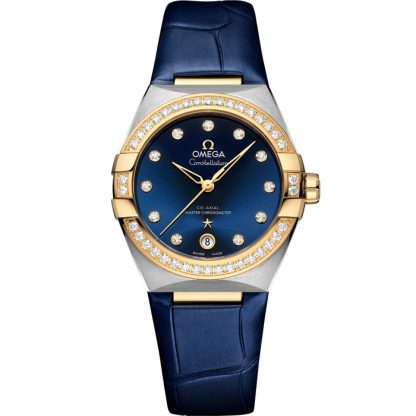 Omega Constellation 36 mm, aço - ouro amarelo em bracelete de pele 131.28.36.20.53.001