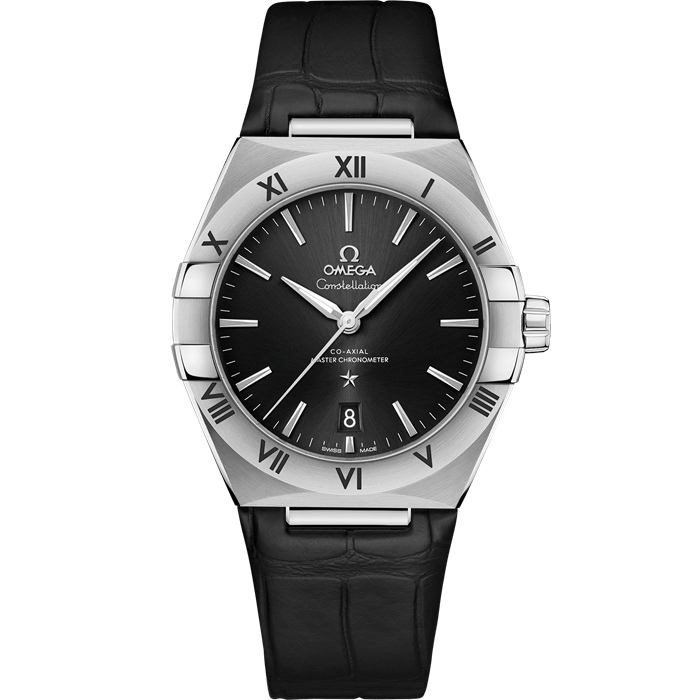 Omega Constellation 39 mm, aço em bracelete de pele 131.13.39.20.01.001