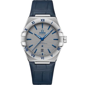 Omega Constellation 39 mm, aço em bracelete de pele 131.13.39.20.06.002