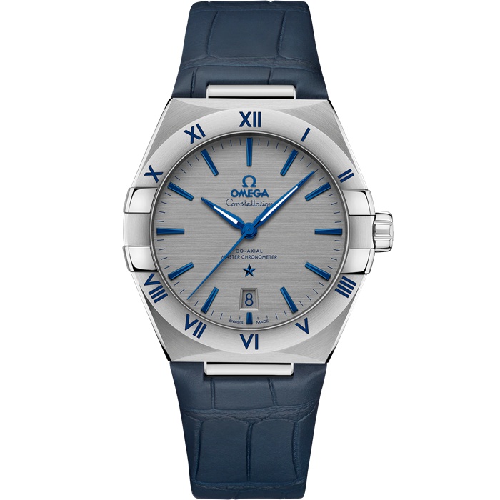 Omega Constellation 39 mm, aço em bracelete de pele 131.13.39.20.06.002