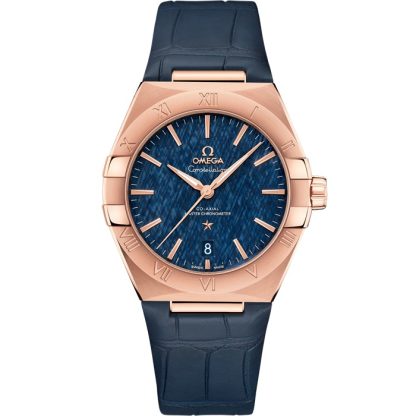 Omega Constellation 39 mm, ouro Sedna™ em bracelete de pele 131.53.39.20.03.001