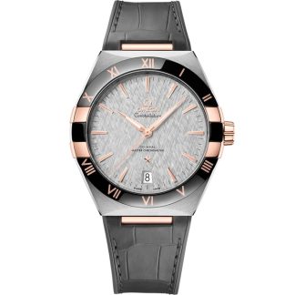 Omega Constellation 41 mm, aço - ouro Sedna™ em bracelete de pele 131.23.41.21.06.001