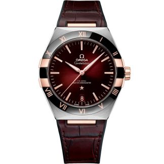 Omega Constellation 41 mm, aço - ouro Sedna™ em bracelete de pele 131.23.41.21.11.001