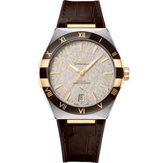 Omega Constellation 41 mm, aço - ouro amarelo em bracelete de pele 131.23.41.21.06.002