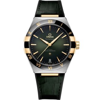 Omega Constellation 41 mm, aço - ouro amarelo em bracelete de pele 131.23.41.21.10.001