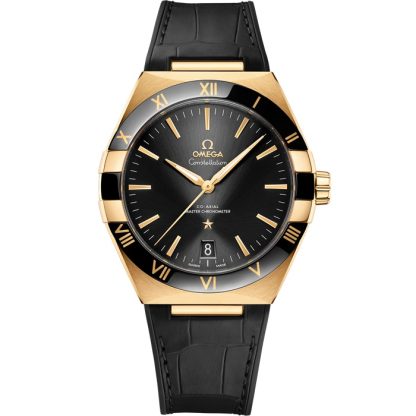 Omega Constellation 41 mm, ouro amarelo em bracelete de pele 131.63.41.21.01.001