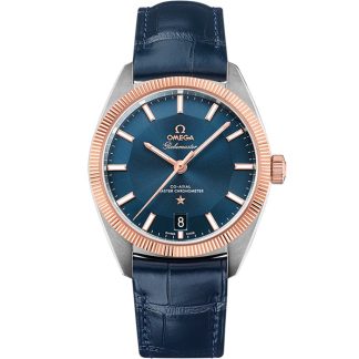 Omega Constellation Globemaster 39 mm, aço - ouro Sedna™ em bracelete de pele 130.23.39.21.03.001