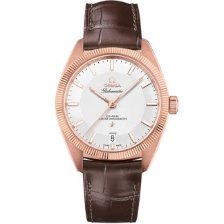 Omega Constellation Globemaster 39 mm, ouro Sedna™ em bracelete de pele 130.53.39.21.02.001