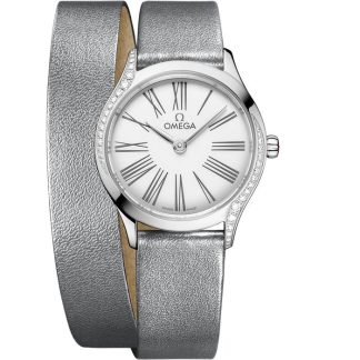 Omega De Ville Mini Trésor 26 mm, aço em bracelete de pele 428.17.26.60.04.006