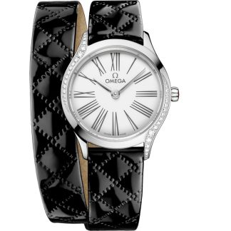 Omega De Ville Mini Trésor 26 mm, aço em bracelete de pele 428.17.26.60.04.007