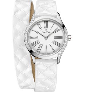 Omega De Ville Mini Trésor 26 mm, aço em bracelete de pele 428.17.26.60.04.008