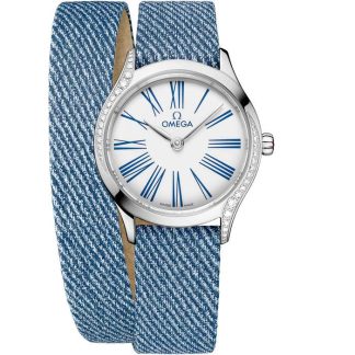 Omega De Ville Mini Trésor 26 mm, aço em bracelete de pele 428.17.26.60.04.009