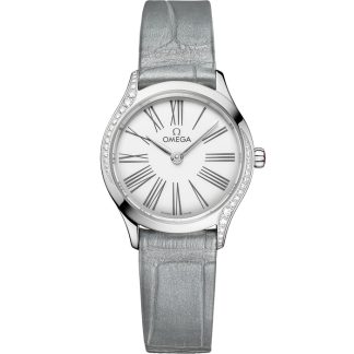 Omega De Ville Mini Trésor 26 mm, aço em pele de crocodilo 428.18.26.60.04.001