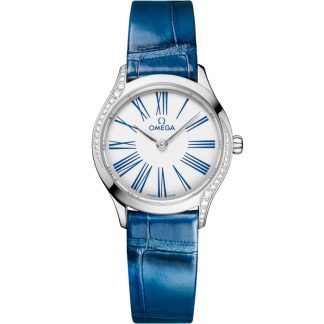 Omega De Ville Mini Trésor 26 mm, aço em pele de crocodilo 428.18.26.60.04.002