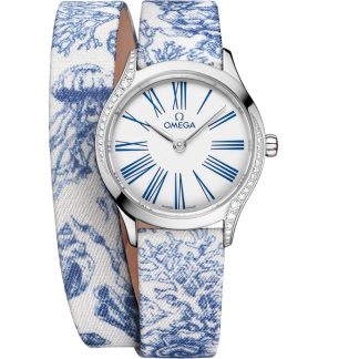Omega De Ville Mini Trésor 26 mm, aço em toile de jouy 428.17.26.60.04.001