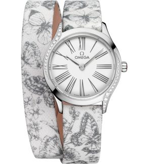 Omega De Ville Mini Trésor 26 mm, aço em toile de jouy 428.17.26.60.04.002