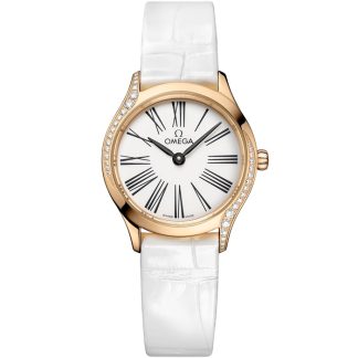 Omega De Ville Mini Trésor 26 mm, ouro Moonshine™ em pele de crocodilo 428.58.26.60.04.001