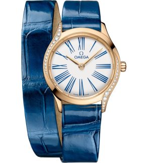 Omega De Ville Mini Trésor 26 mm, ouro Moonshine™ em pele de crocodilo 428.58.26.60.04.002