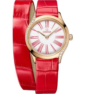 Omega De Ville Mini Trésor 26 mm, ouro Moonshine™ em pele de crocodilo 428.58.26.60.04.003