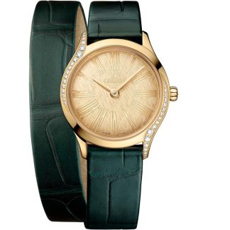 Omega De Ville Mini Trésor 26 mm, ouro Moonshine™ em pele de crocodilo 428.58.26.60.99.002