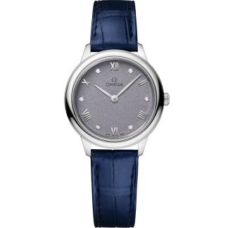 Omega De Ville Prestige 27,5 mm, aço em bracelete de pele 434.13.28.60.53.001