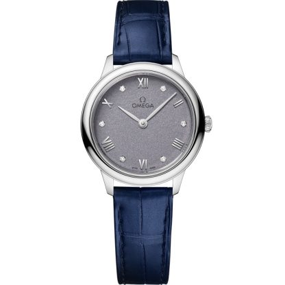 Omega De Ville Prestige 27,5 mm, aço em bracelete de pele 434.13.28.60.53.001