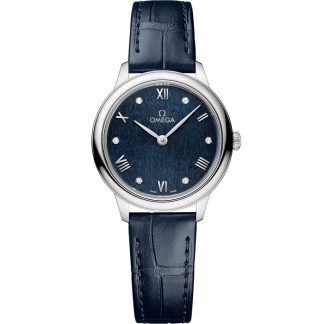 Omega De Ville Prestige 27,5 mm, aço em bracelete de pele 434.13.28.60.53.002
