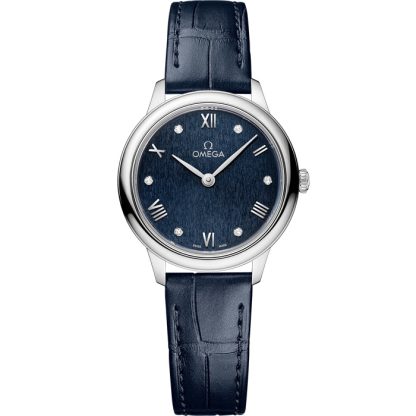 Omega De Ville Prestige 27,5 mm, aço em bracelete de pele 434.13.28.60.53.002