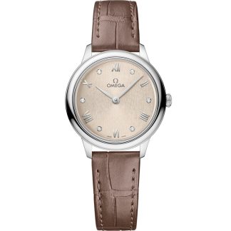 Omega De Ville Prestige 27,5 mm, aço em bracelete de pele 434.13.28.60.59.001