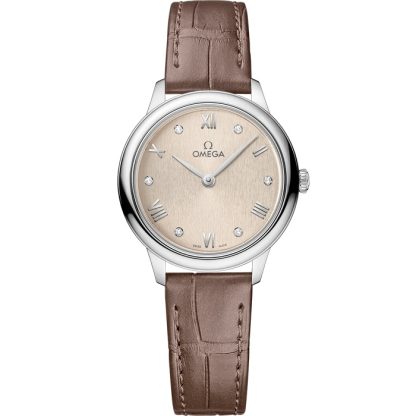 Omega De Ville Prestige 27,5 mm, aço em bracelete de pele 434.13.28.60.59.001