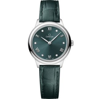 Omega De Ville Prestige 27,5 mm, aço em bracelete de pele 434.13.28.60.60.001