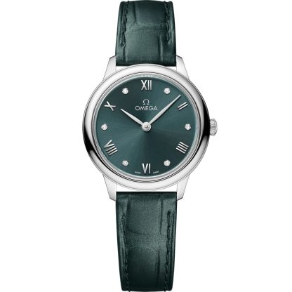 Omega De Ville Prestige 27,5 mm, aço em bracelete de pele 434.13.28.60.60.001